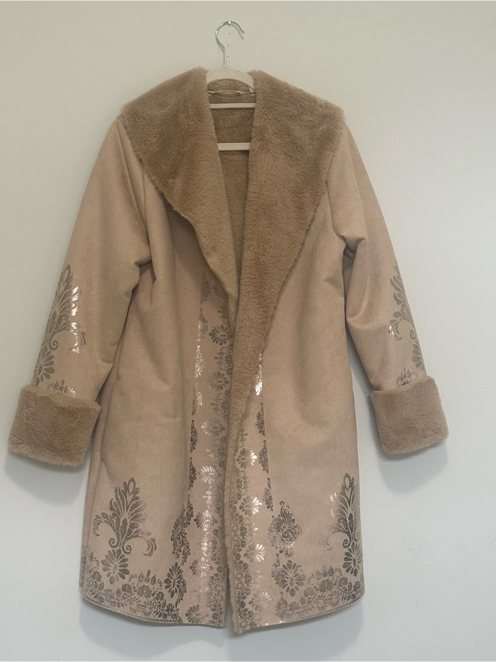 Soft Surroundings Plush Faux-Shearling Tan Coat